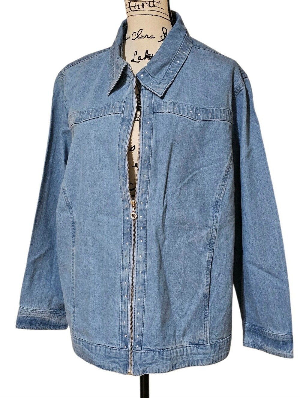 Cathy Daniels Light Blue Denim Zip-Up Jacket